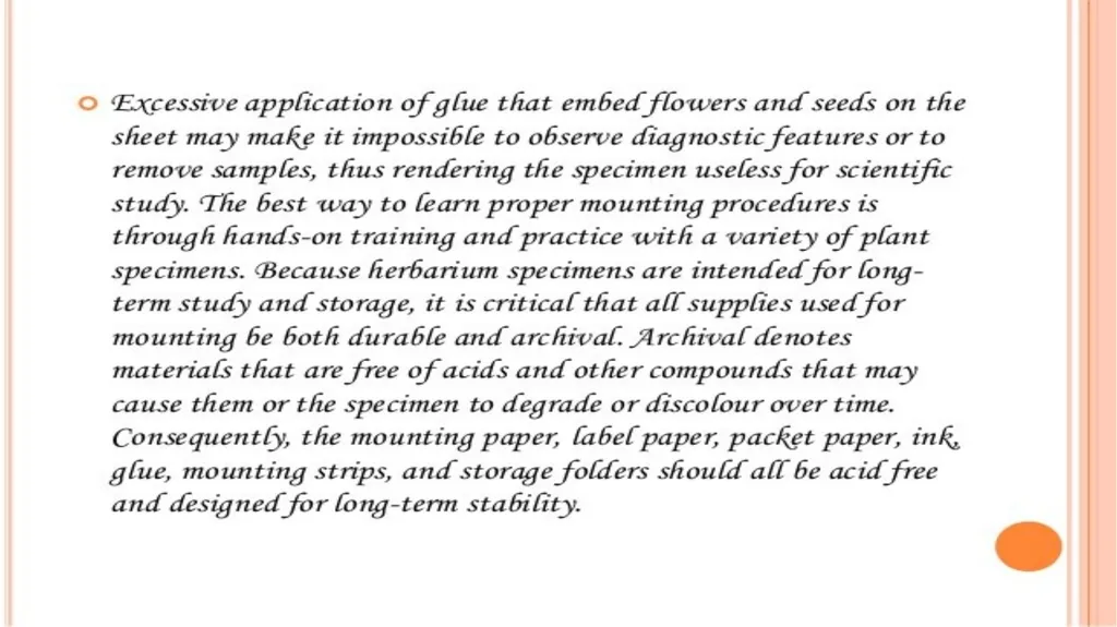 HERBARIUM PREPARATION OF HERBARIUM SHEETS, - slide 32 of 38