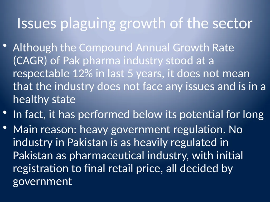 Pakistan’s Pharmaceutical Industry Growth, - slide 5 of 13