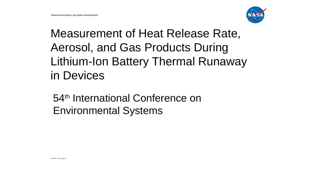 Measurement of Heat Release Rate, Aerosol, and Gas - slide 1 of 18
