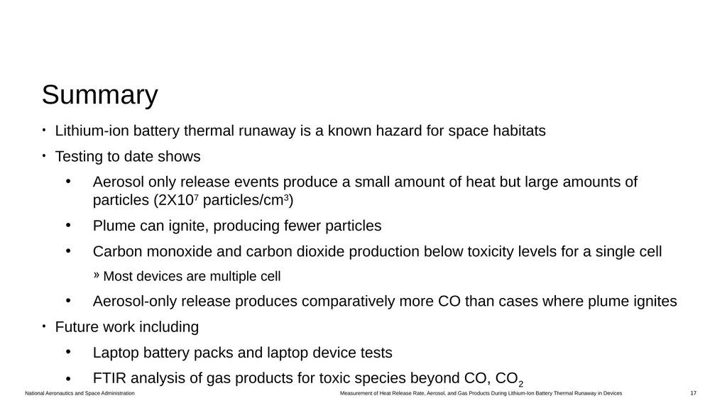 Measurement of Heat Release Rate, Aerosol, and Gas - slide 17 of 18
