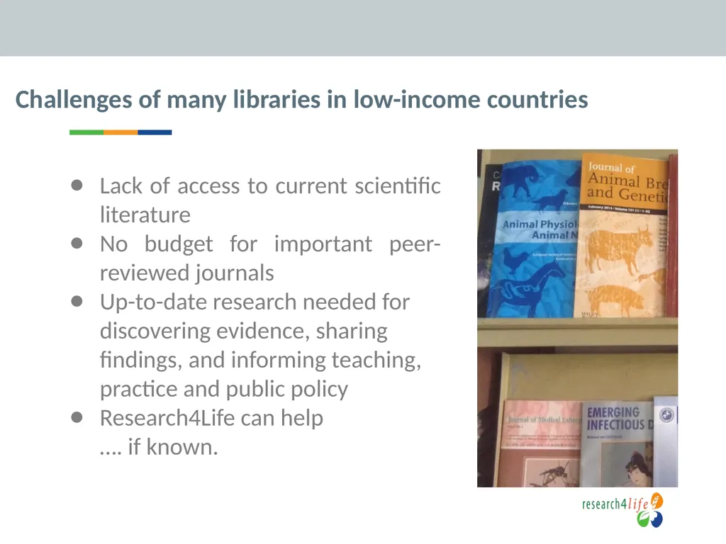 Research4Life: reducing the scientific knowledge - slide 3 of 23