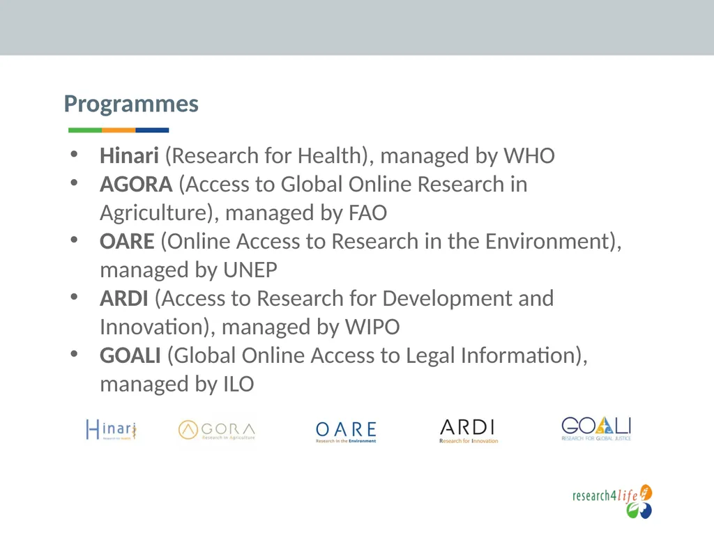 Research4Life: reducing the scientific knowledge - slide 7 of 23