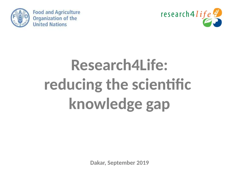 Research4Life: reducing the scientific knowledge - slide 1 of 23