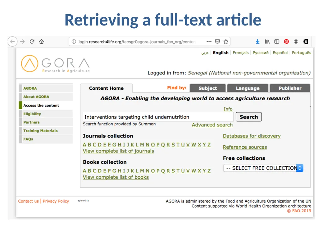 Research4Life: reducing the scientific knowledge - slide 15 of 23