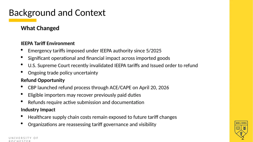 Current IEEPA Tariff Refund Recovery & - slide 2 of 5