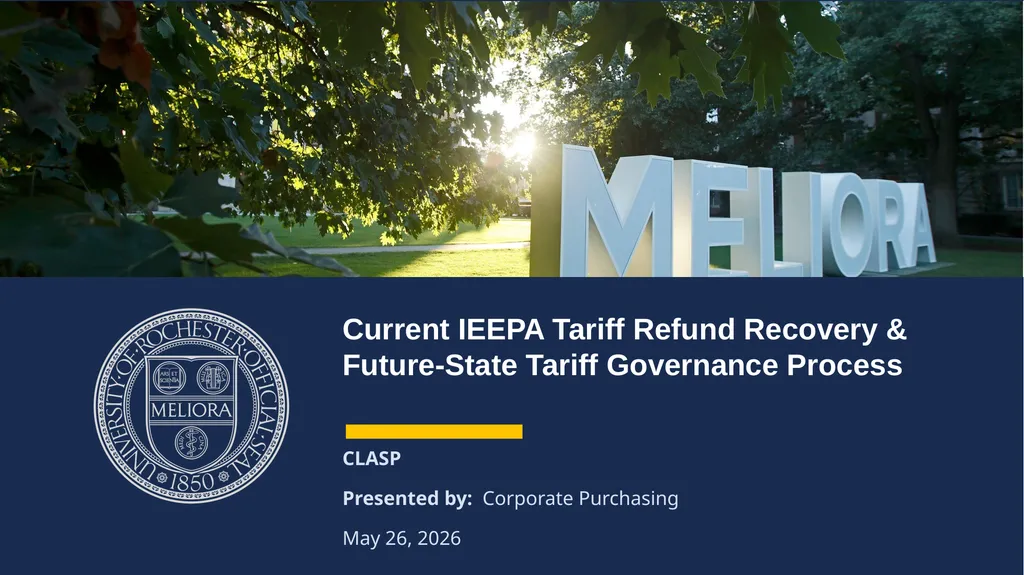 Current IEEPA Tariff Refund Recovery & - slide 1 of 5