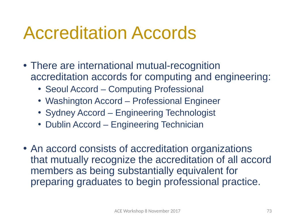 ABET Requirements and Procedures ACE Workshop 8 - slide 73 of 85