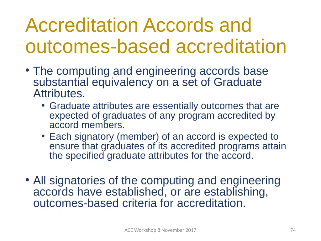 ABET Requirements and Procedures ACE Workshop 8 - slide 74 of 85