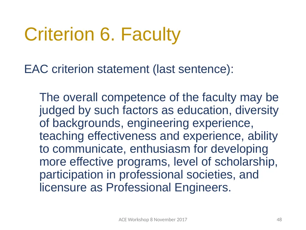 ABET Requirements and Procedures ACE Workshop 8 - slide 48 of 85