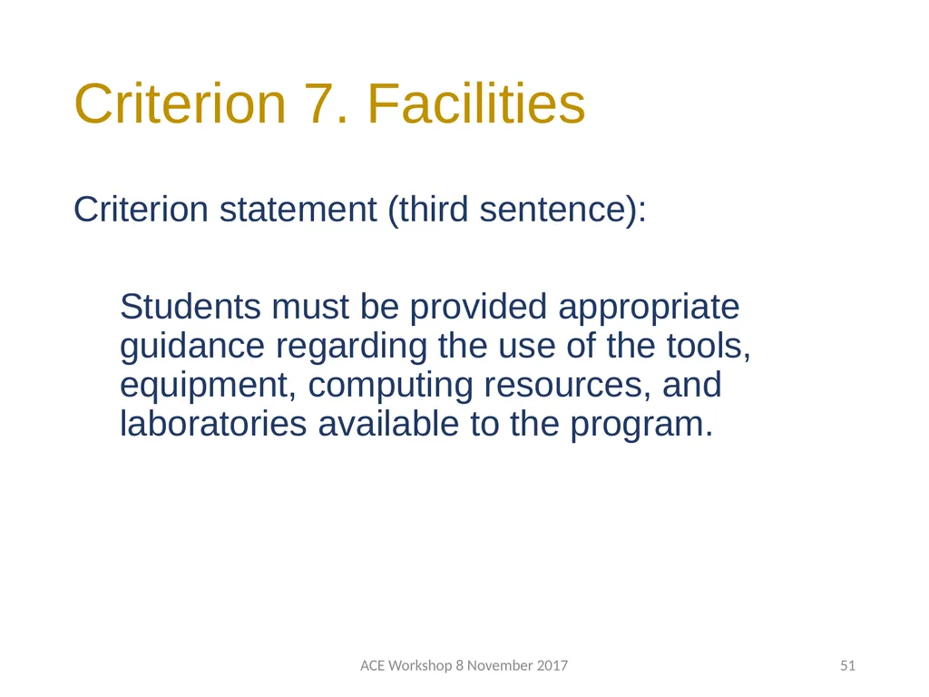 ABET Requirements and Procedures ACE Workshop 8 - slide 51 of 85