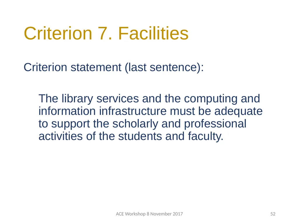 ABET Requirements and Procedures ACE Workshop 8 - slide 52 of 85