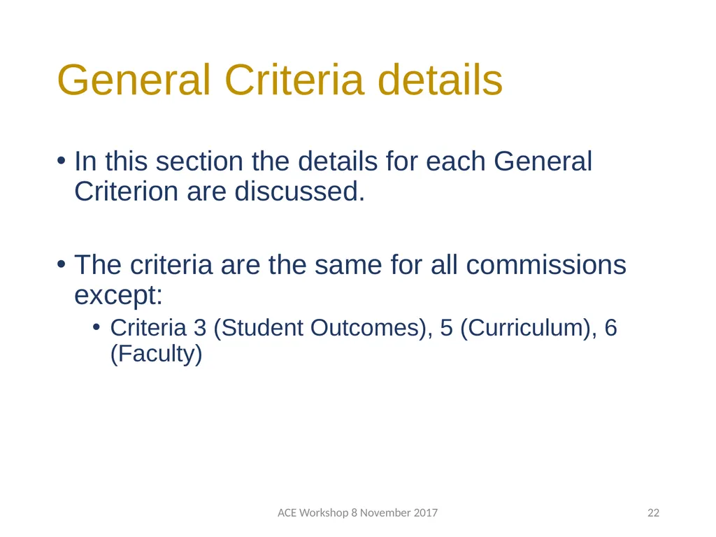 ABET Requirements and Procedures ACE Workshop 8 - slide 22 of 85