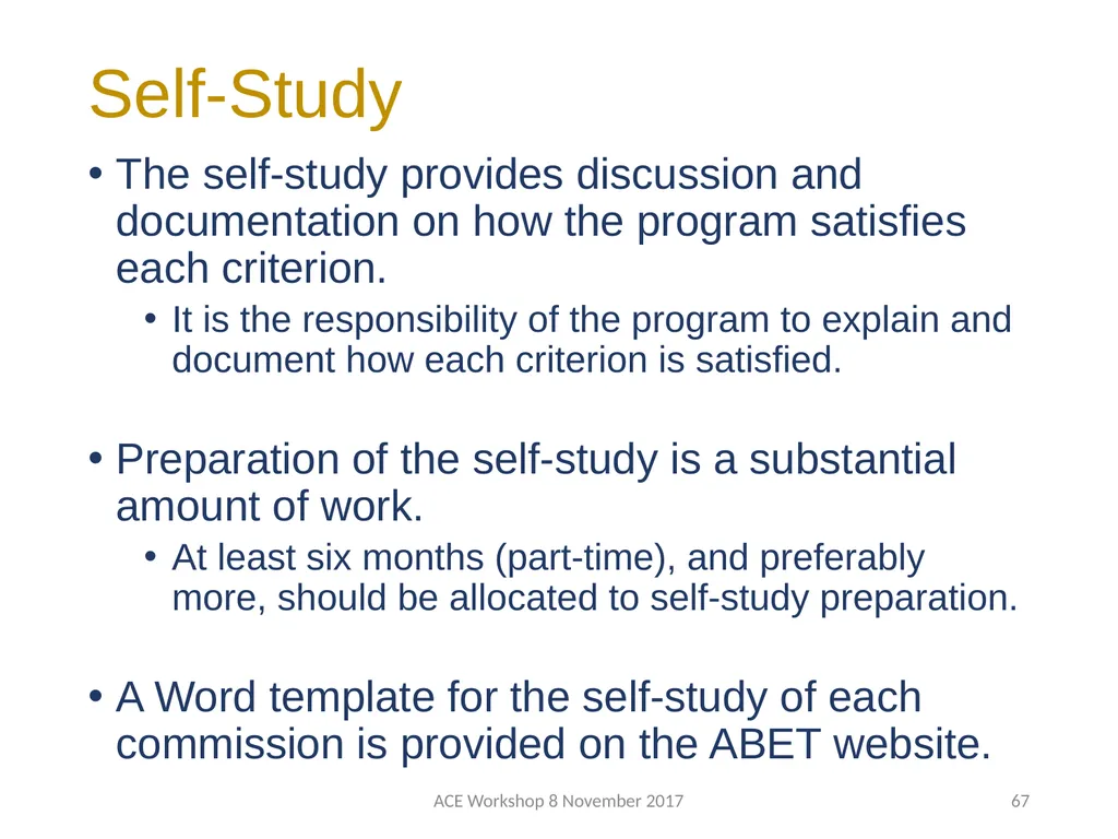 ABET Requirements and Procedures ACE Workshop 8 - slide 67 of 85