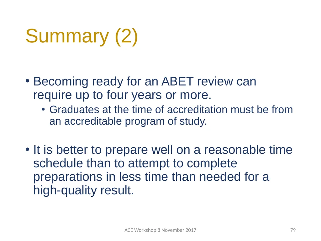ABET Requirements and Procedures ACE Workshop 8 - slide 79 of 85