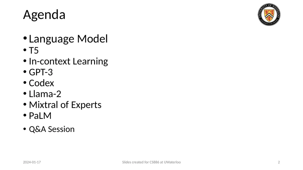 Lecture 9: Large Language Models Presenters: - slide 2 of 83