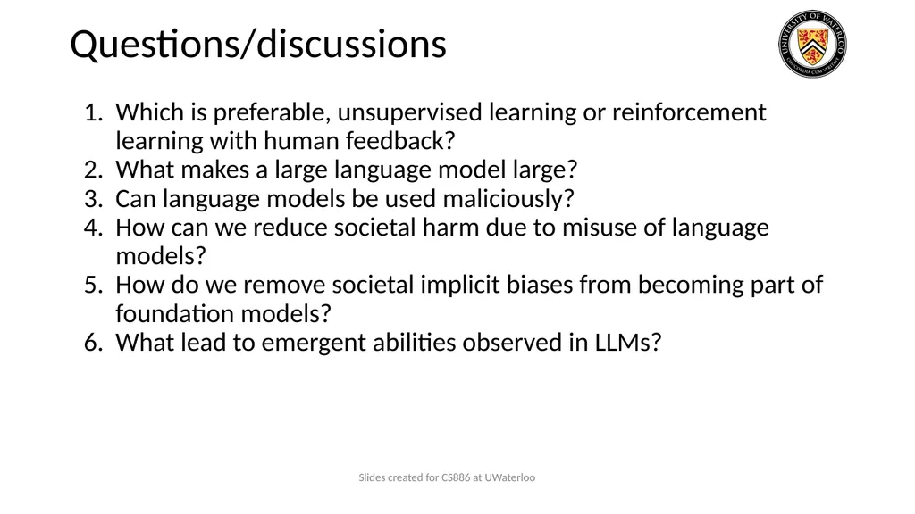 Lecture 9: Large Language Models Presenters: - slide 82 of 83