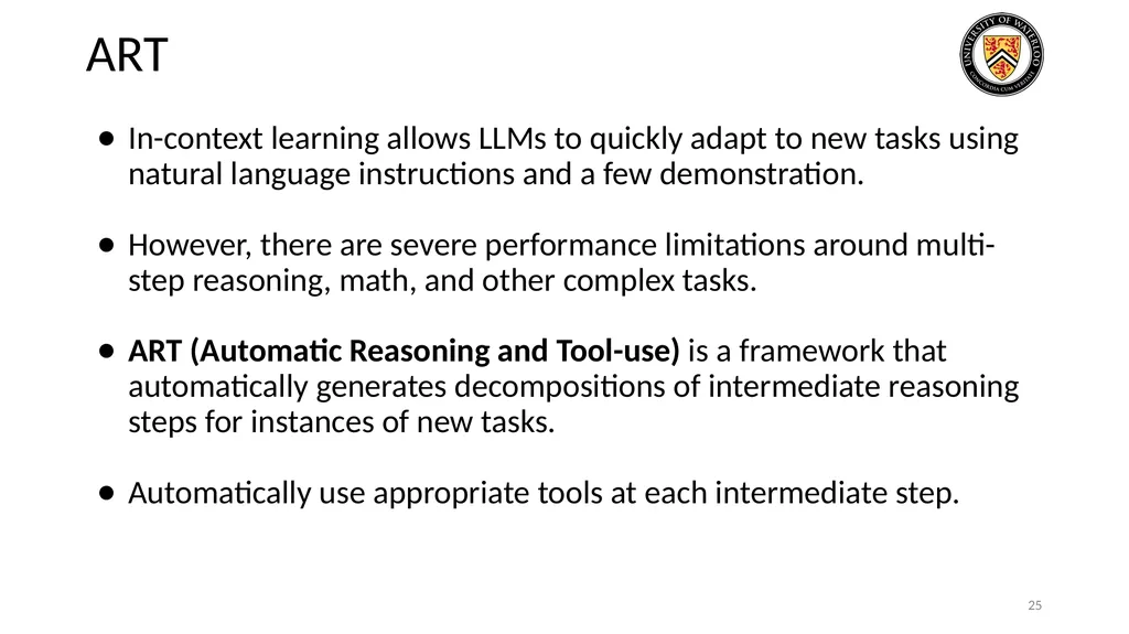 Lecture 21: LLM & Tool Augmentation Presenters: - slide 25 of 104