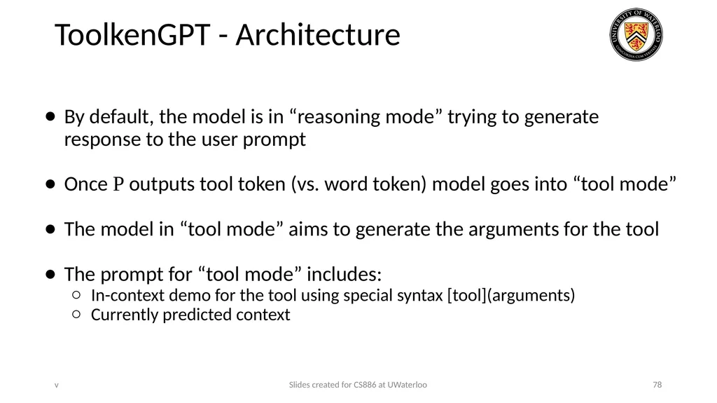 Lecture 21: LLM & Tool Augmentation Presenters: - slide 78 of 104