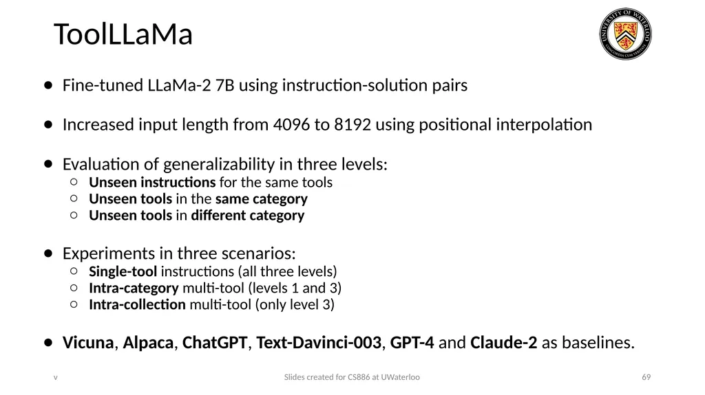 Lecture 21: LLM & Tool Augmentation Presenters: - slide 69 of 104