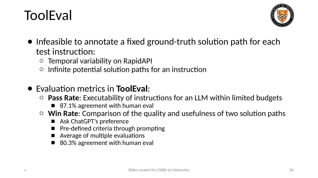 Lecture 21: LLM & Tool Augmentation Presenters: - slide 66 of 104