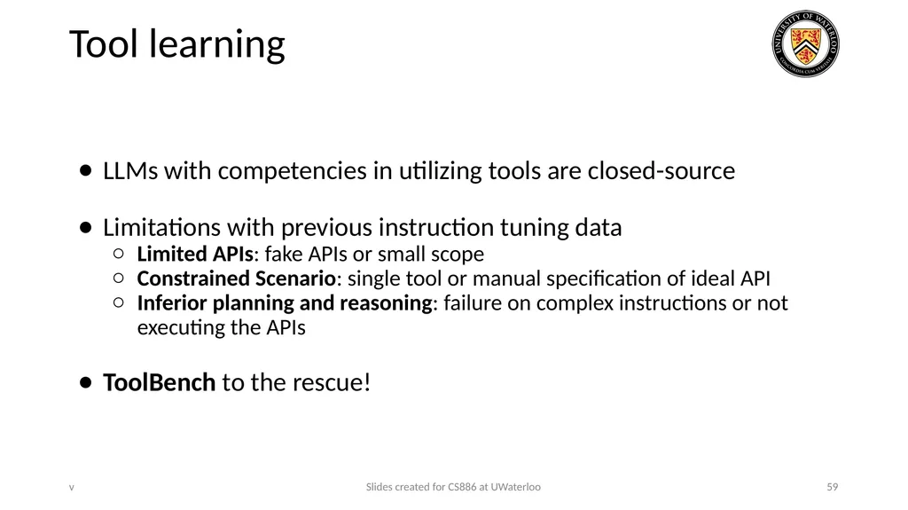 Lecture 21: LLM & Tool Augmentation Presenters: - slide 59 of 104