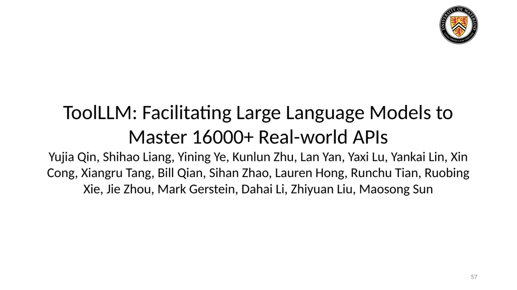 Lecture 21: LLM & Tool Augmentation Presenters: - slide 57 of 104