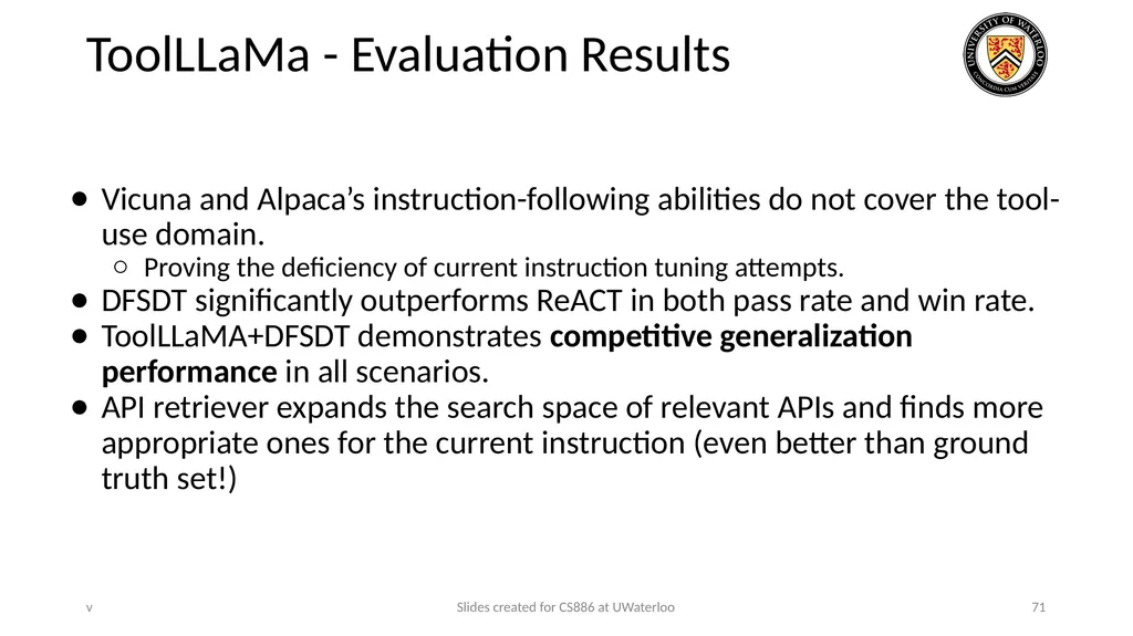 Lecture 21: LLM & Tool Augmentation Presenters: - slide 71 of 104