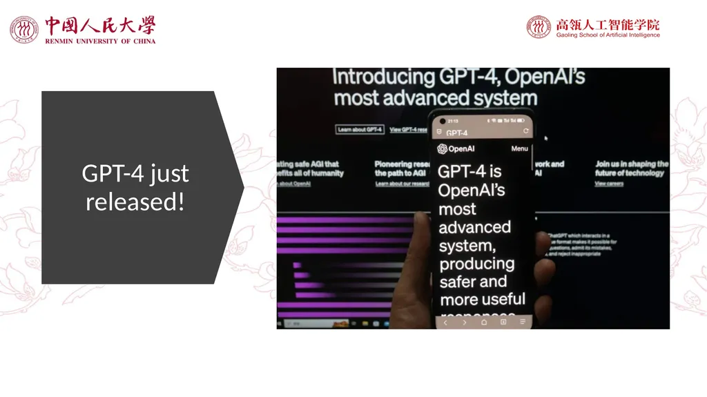 Large Language Models and Applications GPT-4 just - slide 2 of 40