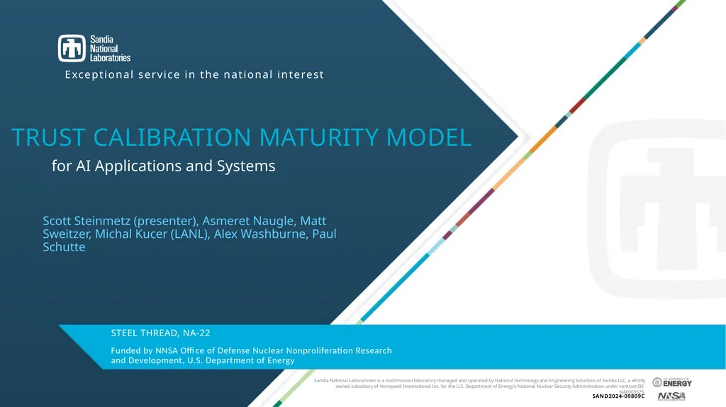 Trust Calibration Maturity Model Scott Steinmetz - slide 1 of 27