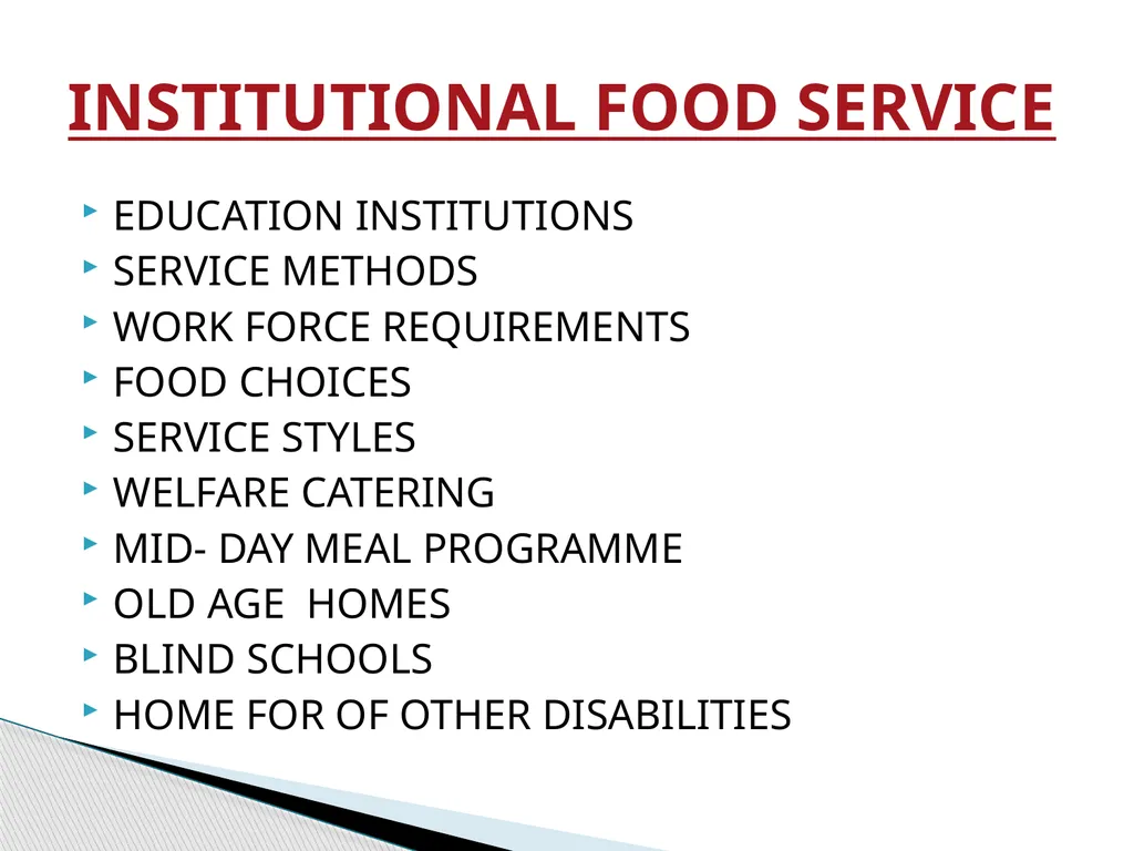 INSTITUTIONAL FOOD SERVICE MANAGEMENT Aamena Zaidi - slide 18 of 19