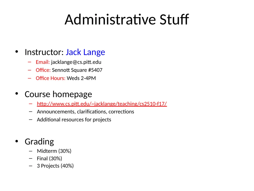 CS 2510 Graduate Operating Systems Jack Lange - slide 3 of 24