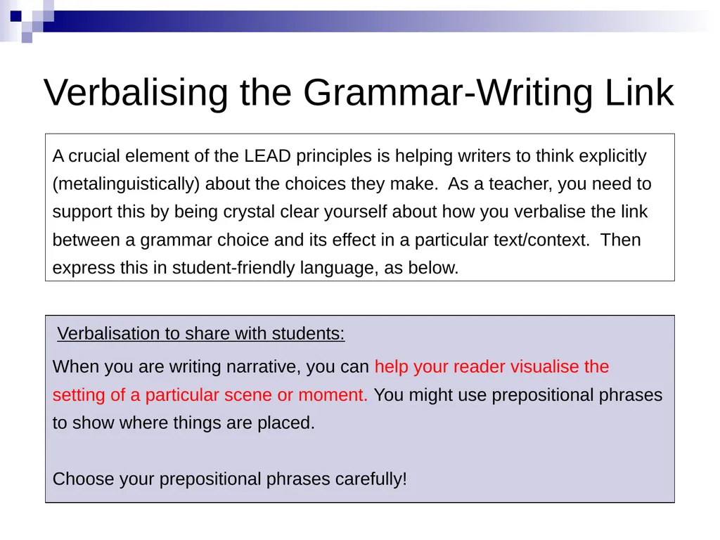 Using prepositional phrases to establish setting - slide 6 of 6