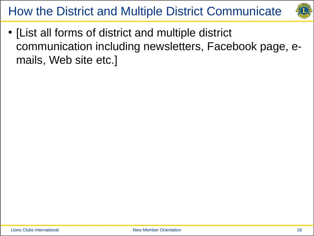 New Member Orientation [Insert Club Name Here] New - slide 18 of 29