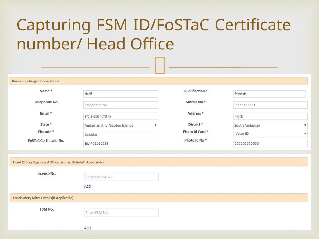 Food Safety Compliance System (FoSCoS) Major - slide 9 of 17
