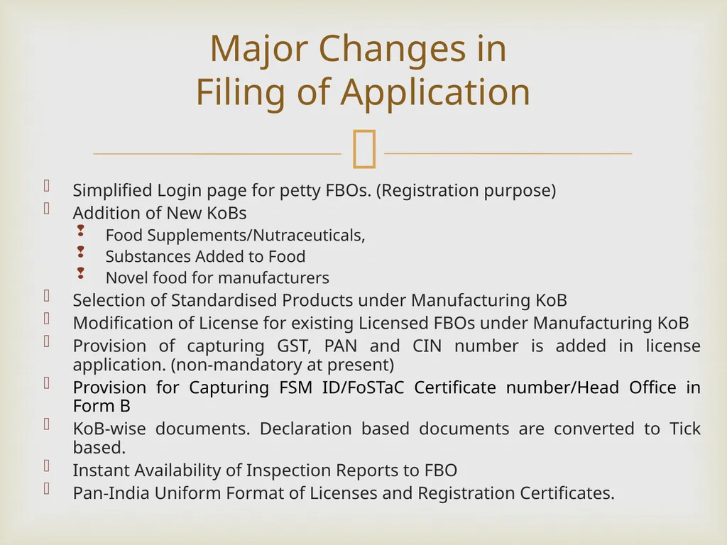 Food Safety Compliance System (FoSCoS) Major - slide 2 of 17