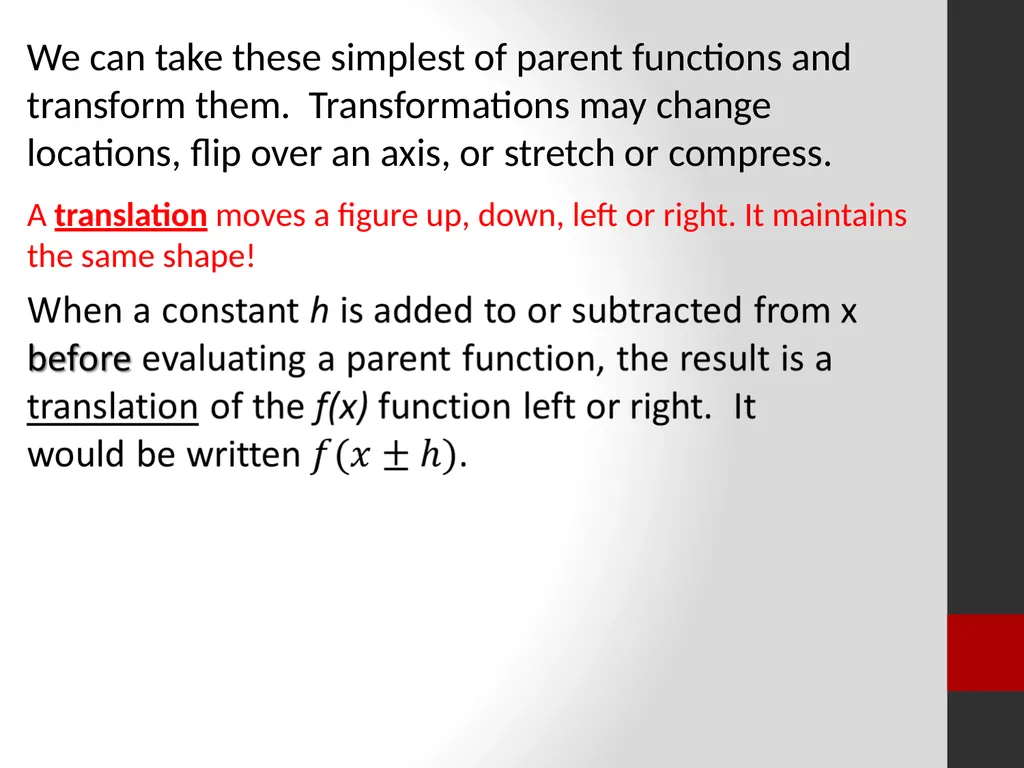 Identify the type of function represented by the - slide 5 of 11