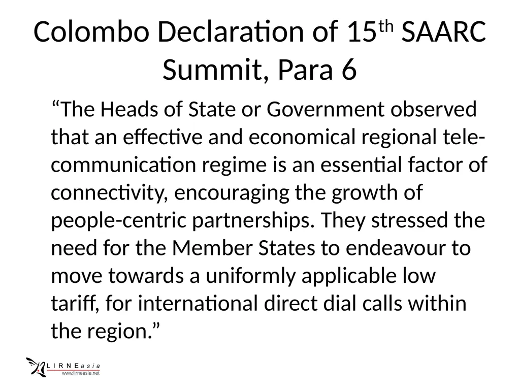 Telecom connectivity within SAARC Rohan Samarajiva - slide 4 of 14