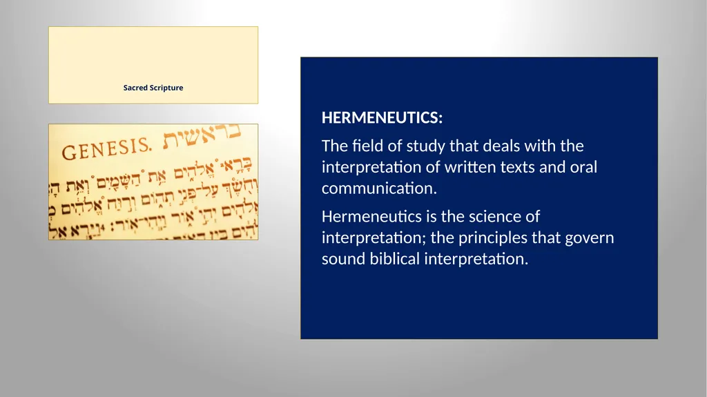 Sacred Scripture SACRED SCRIPTURE is the speech of - slide 16 of 20