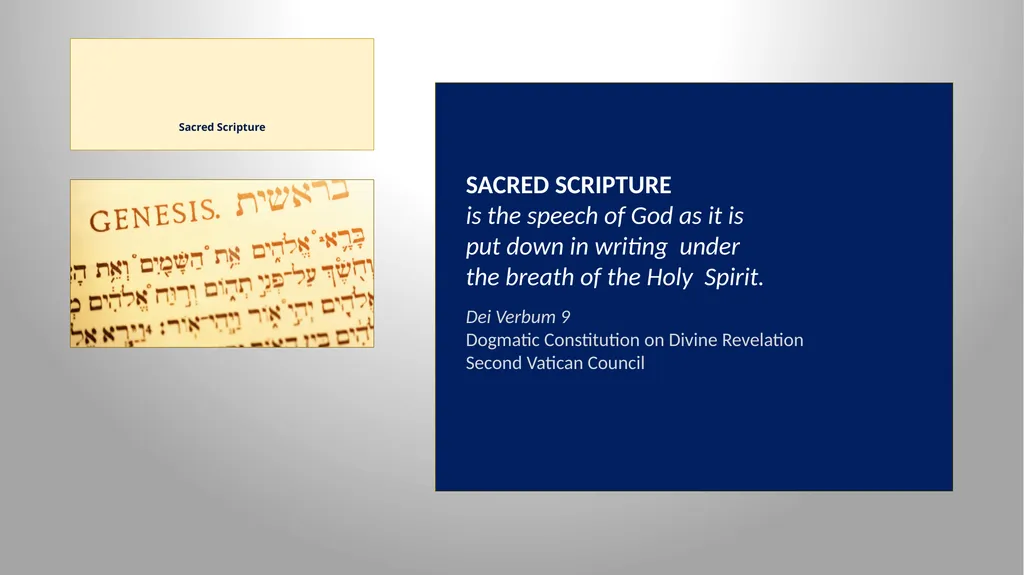 Sacred Scripture SACRED SCRIPTURE is the speech of - slide 2 of 20
