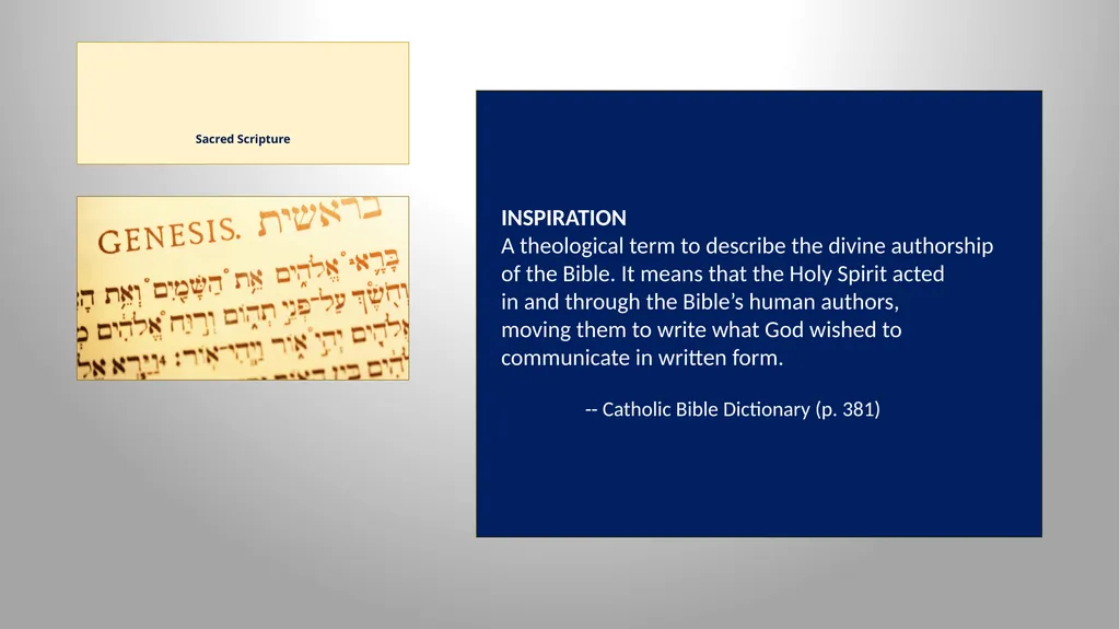 Sacred Scripture SACRED SCRIPTURE is the speech of - slide 3 of 20