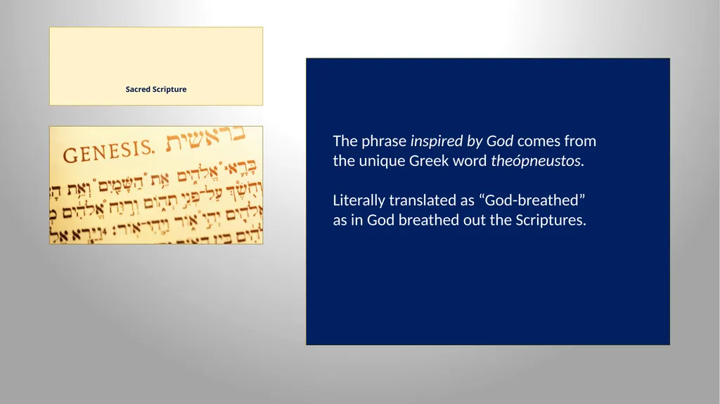 Sacred Scripture SACRED SCRIPTURE is the speech of - slide 8 of 20