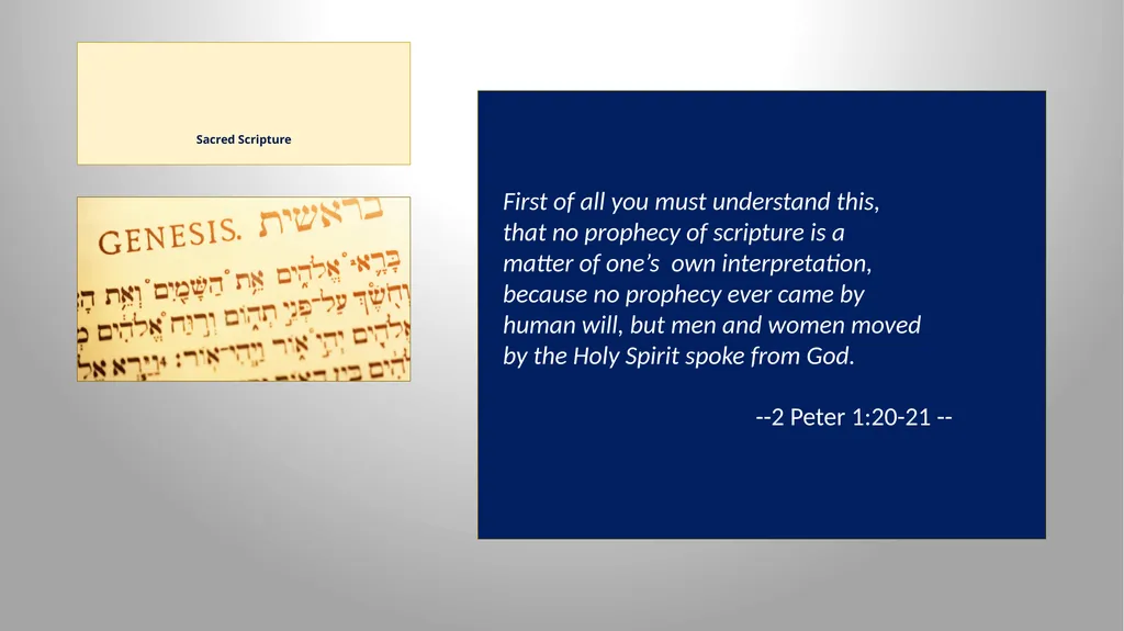 Sacred Scripture SACRED SCRIPTURE is the speech of - slide 9 of 20