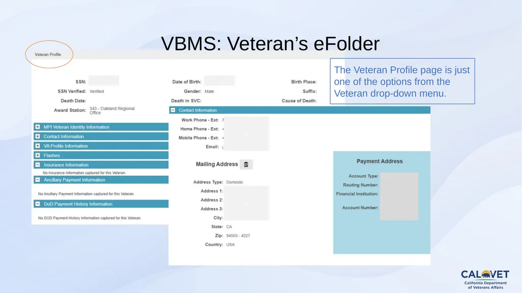 Navigating VBMS June 24, 2025 VBMS (Veterans - slide 25 of 43