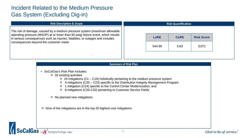 Workshop: SoCalGas Medium Pressure, High Pressure, - slide 5 of 16