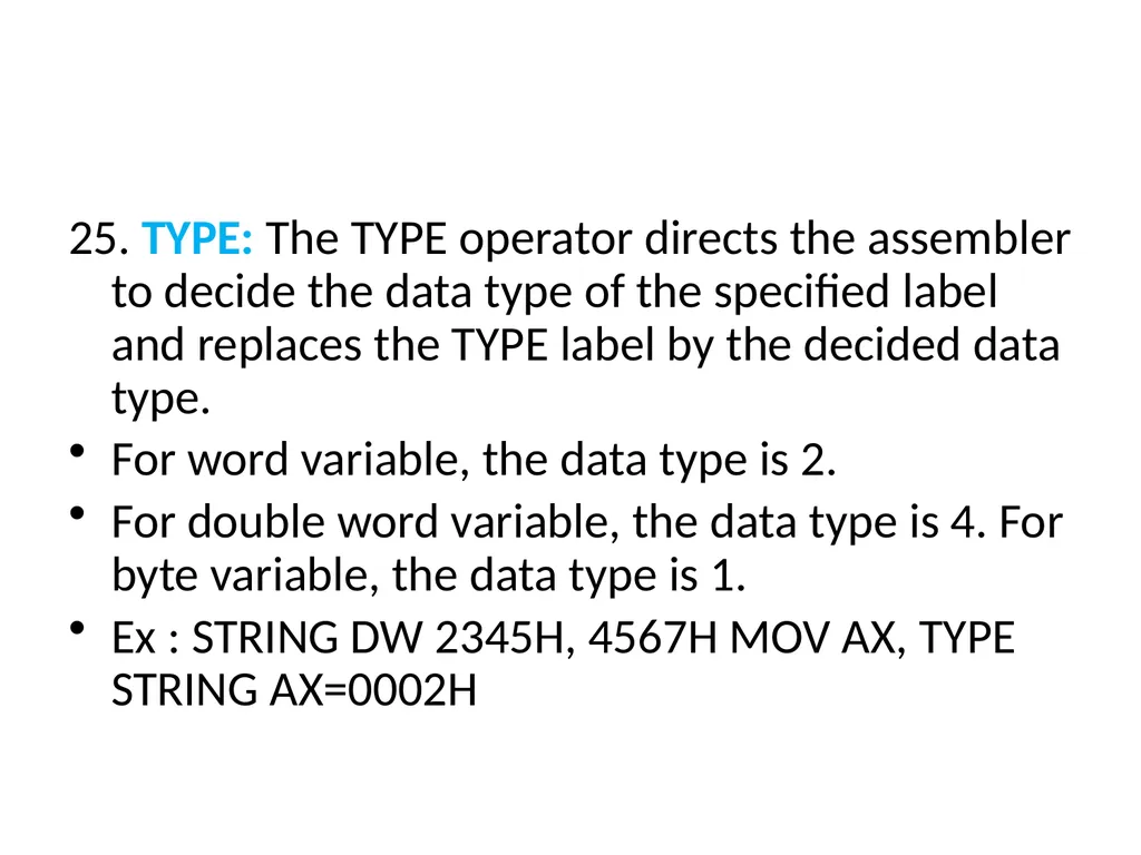 UNIT-II 8086 ASSEMBLY LANGUAGE PROGRAMMING BY: Ms. - slide 27 of 29