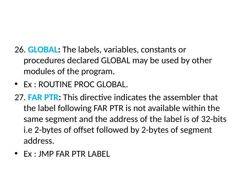 UNIT-II 8086 ASSEMBLY LANGUAGE PROGRAMMING BY: Ms. - slide 28 of 29