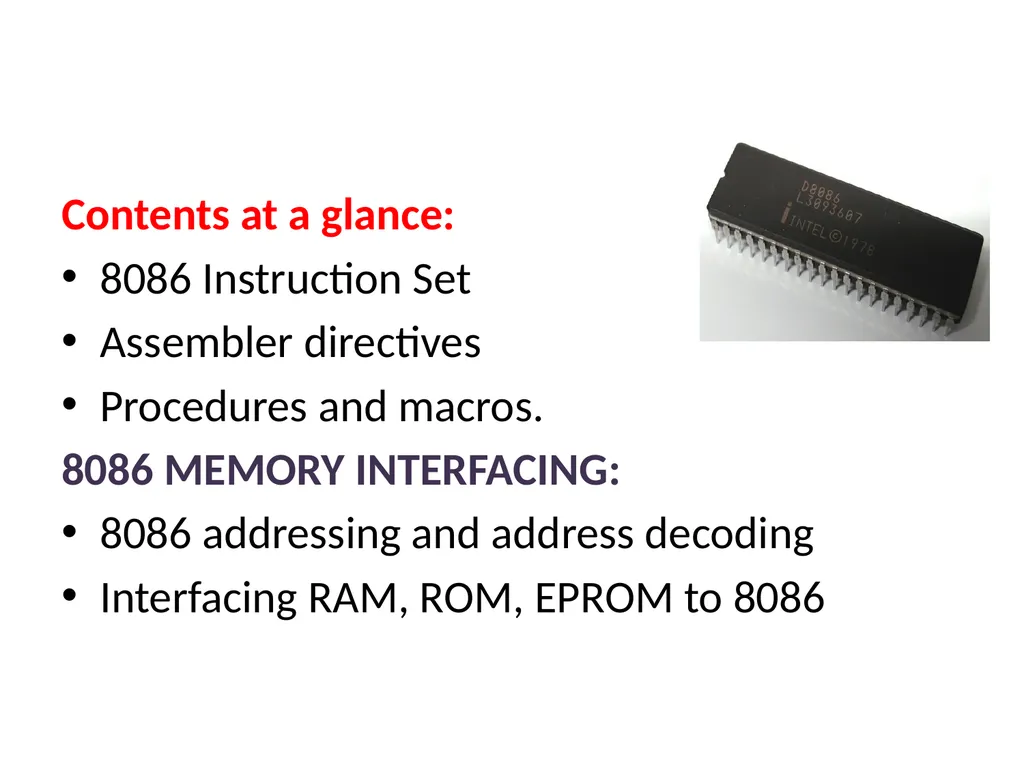 UNIT-II 8086 ASSEMBLY LANGUAGE PROGRAMMING BY: Ms. - slide 2 of 29