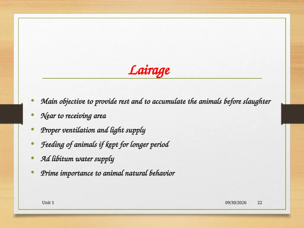 Abattoir – materials, designs and layout 5/19/2020 - slide 22 of 36