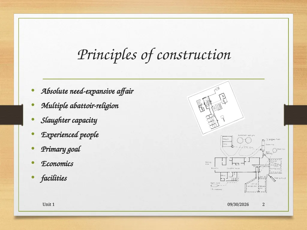 Abattoir – materials, designs and layout 5/19/2020 - slide 2 of 36