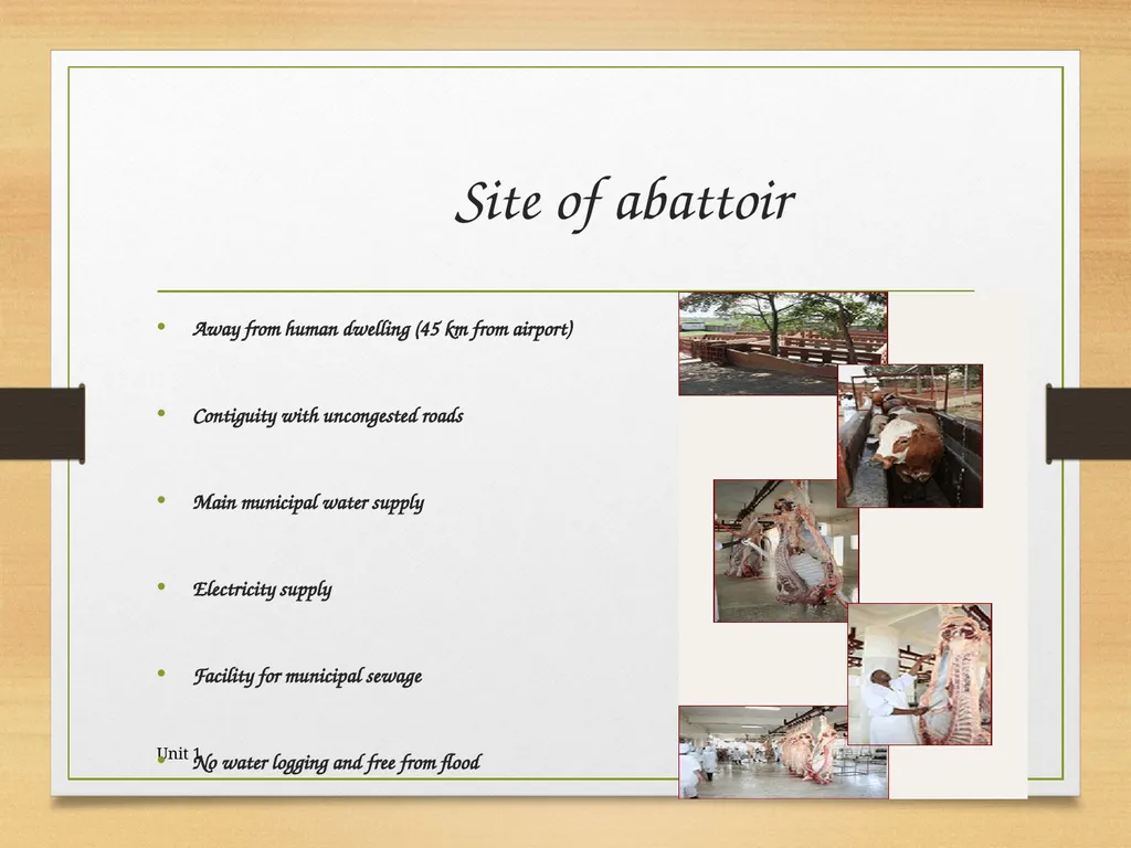 Abattoir – materials, designs and layout 5/19/2020 - slide 9 of 36